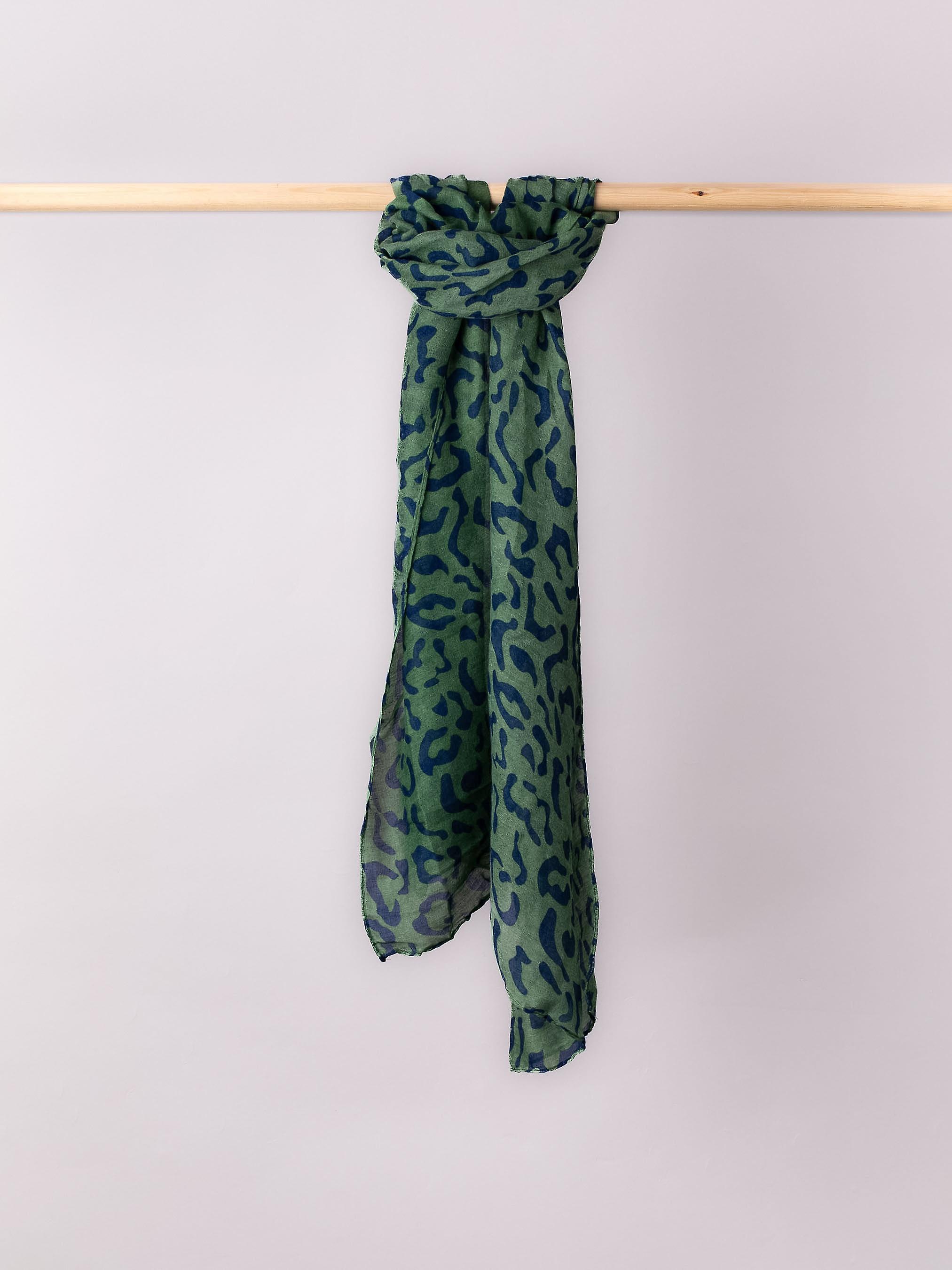 Beth Leopard Print Scarf in Green