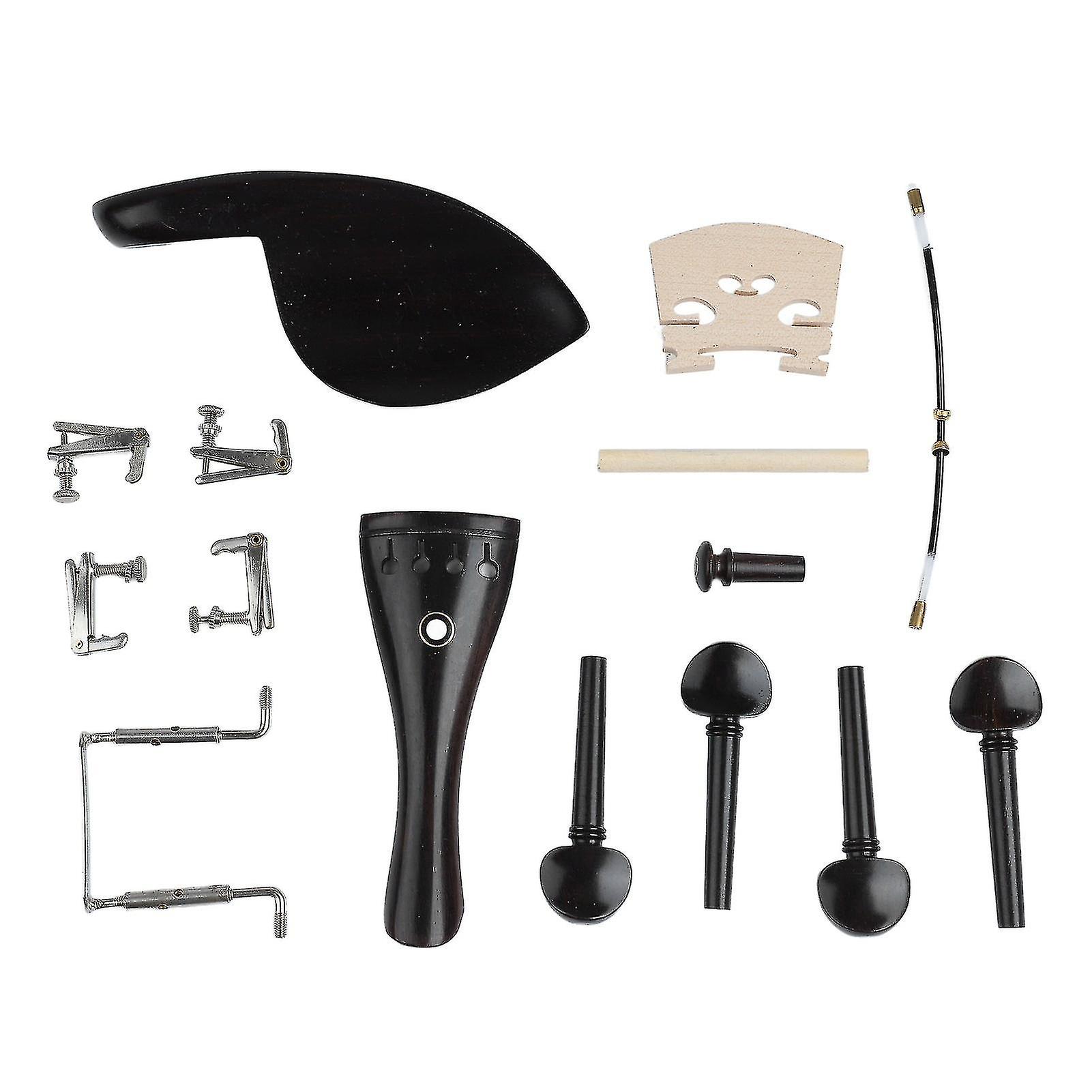 15Pcs Violin Accessory Kit Tailpiece Chin Rest Tuning Peg Fine Tuner Tail Rope Set for Violin Parts Replacement and Repair