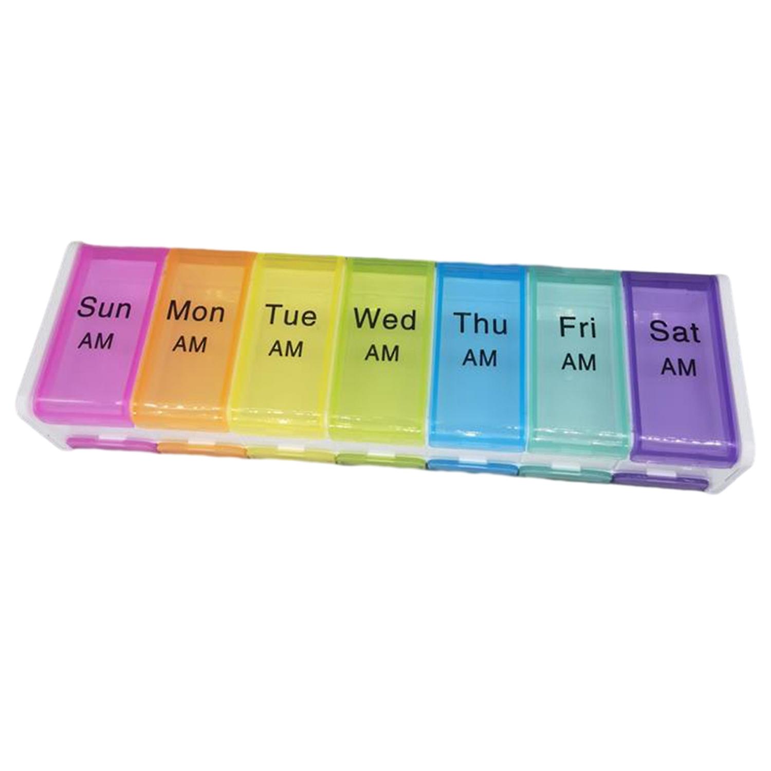 Pill Box with Lid Transparent Dust-proof 7 Day Portable 14 Grids AM/PM Vitamin Tablet Organizer Box