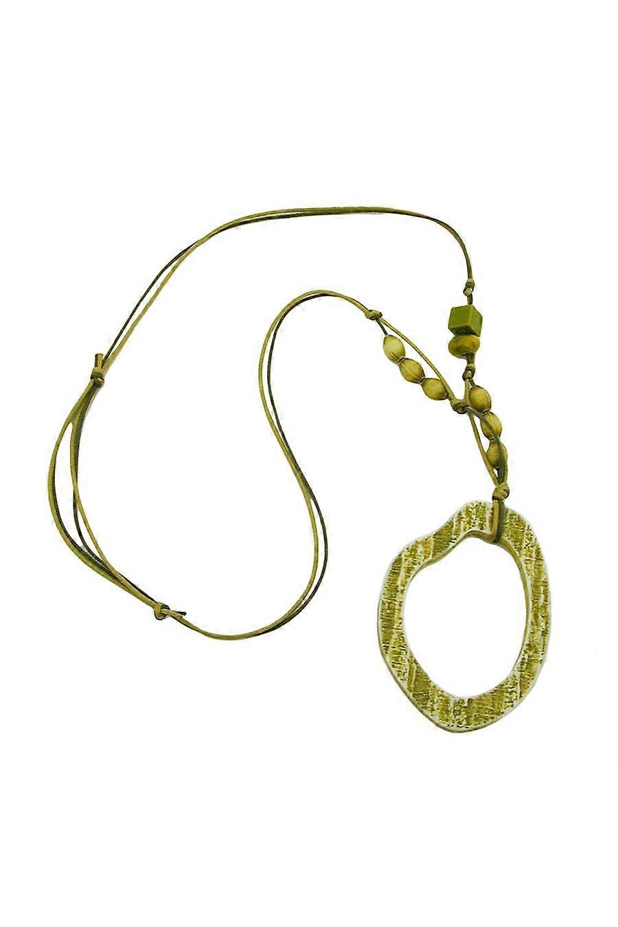 Necklace Green/olive Large Ring Pendant - Gl00998