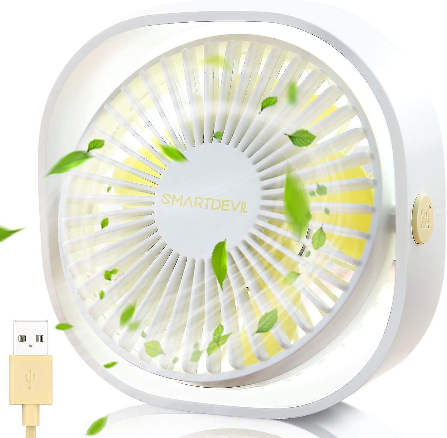Small Personal USB Desk Fan, 3 Speeds Portable Desktop Table Cooling Fan