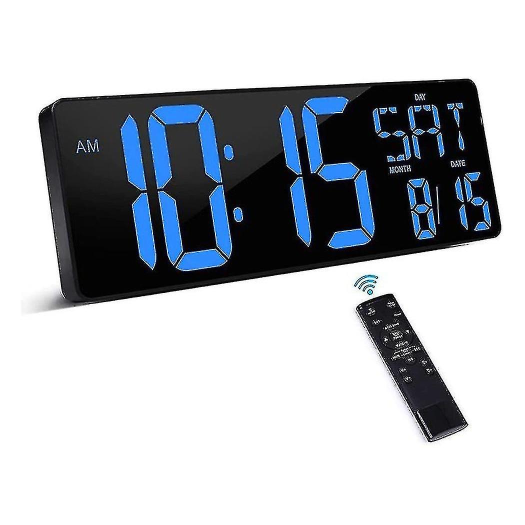 Large digital wall clock with remote control, 16.5-inch large LED display, home use, black body