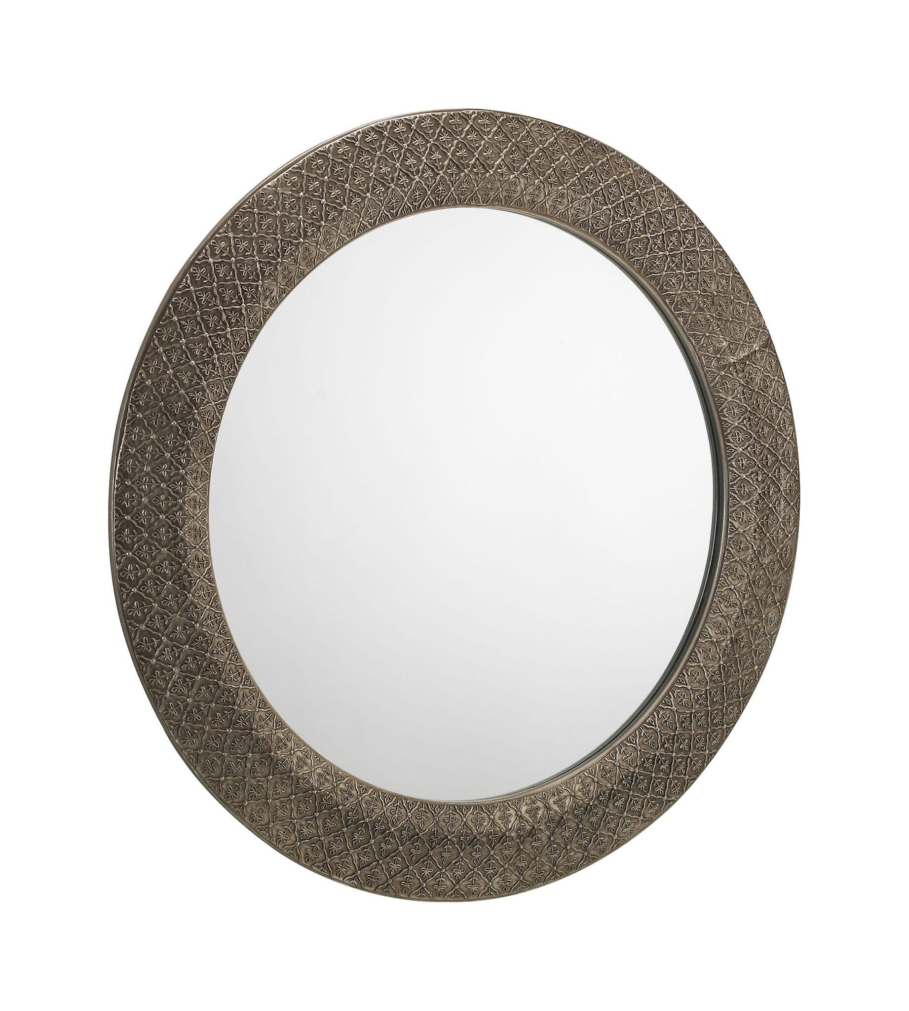 Radiance Large Round Pewter Wall Mirror