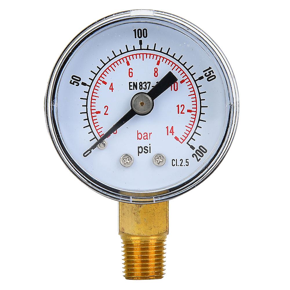 Pressure Gauge, 1/8 Inch Bspt Bottom Port Mechanical Pressure Gauge for Air Oil Water Better Protection Of Internal Components(0-200psi,0-14bar)