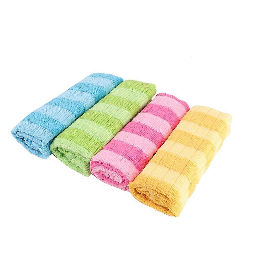 4pcs Absorbent Non-sticky Microfiber Dish Cloth Towel Kitchen Cleaning Tool
