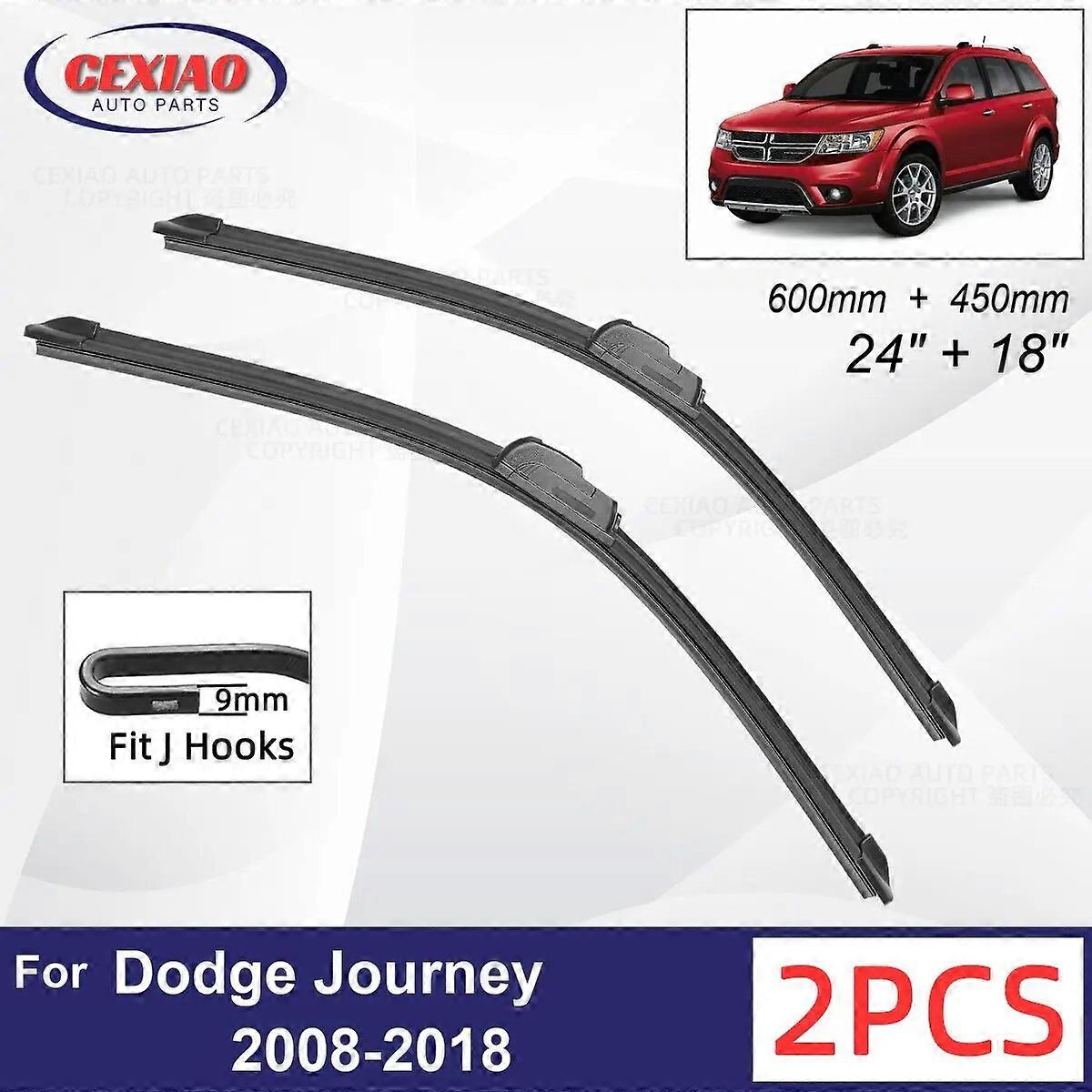 Car Wiper For Dodge Journey 2008~2018 Front Wiper Blades Soft Rubber Windscreen Wipers Auto Windshield 24" 18" 600mm 450mm FN9U4399