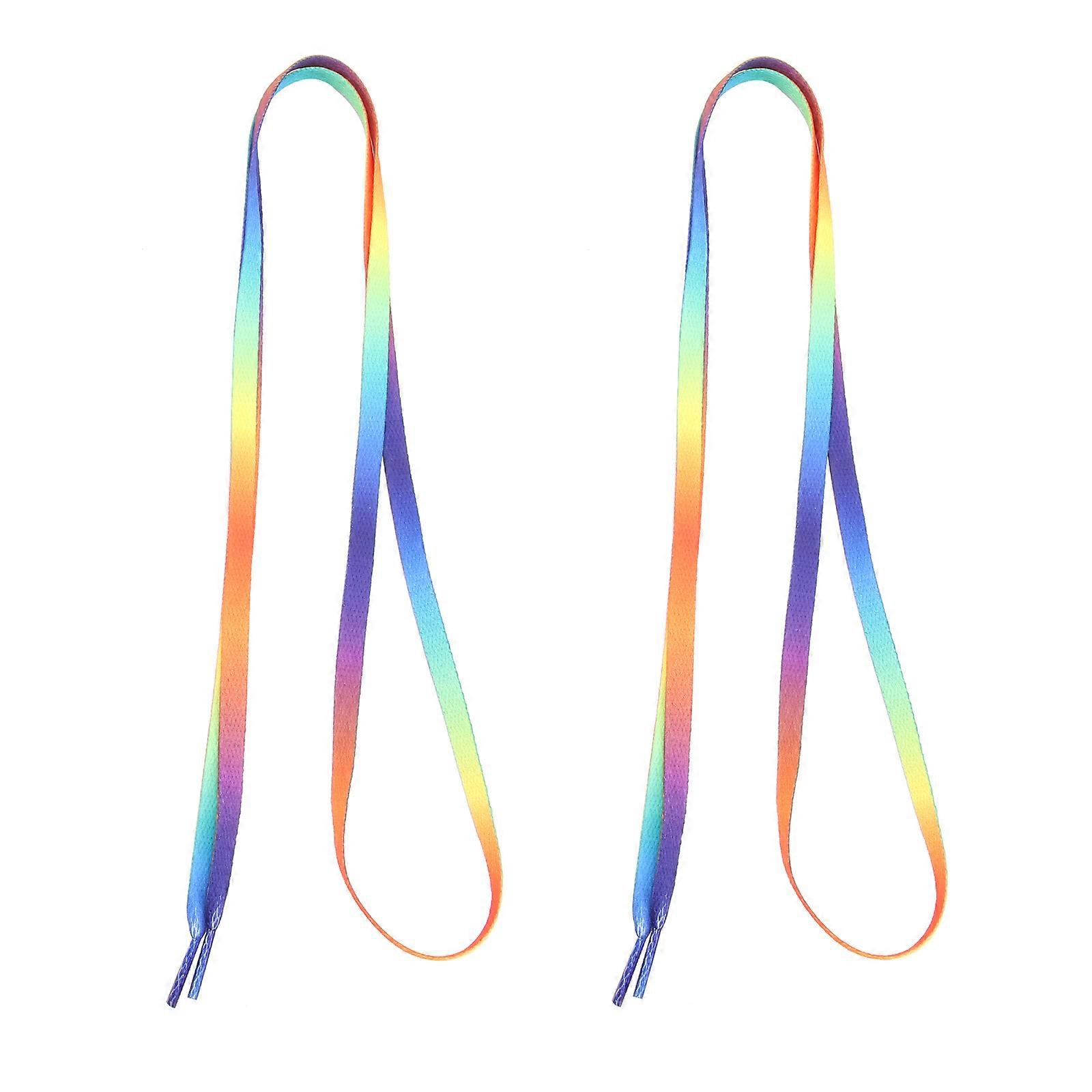 1 Pair Universal Elastic Sneakers Laces Colorful Gradient Pattern Shoelaces