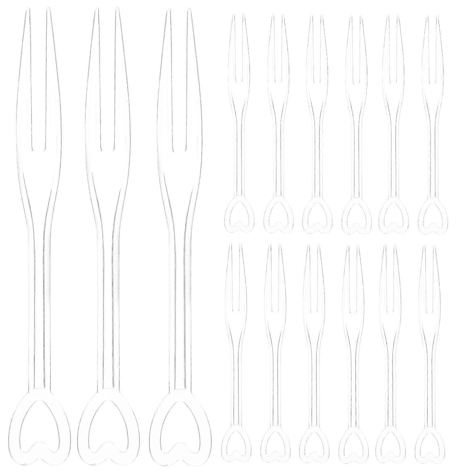 500PCS/Set 9CM Disposable Transparent Heart-shaped Fruit Fork Fruit Picks