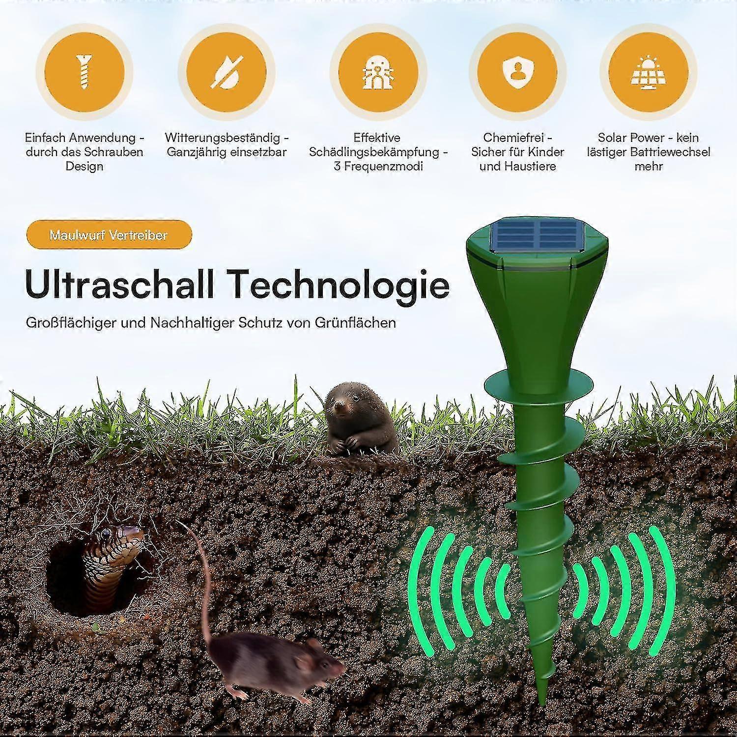 Mole Repeller Vole Repeller Pack Of 2 - Fast Results With Radius I Repel Vole Mole - Solar Mole Repellent - Also Voles