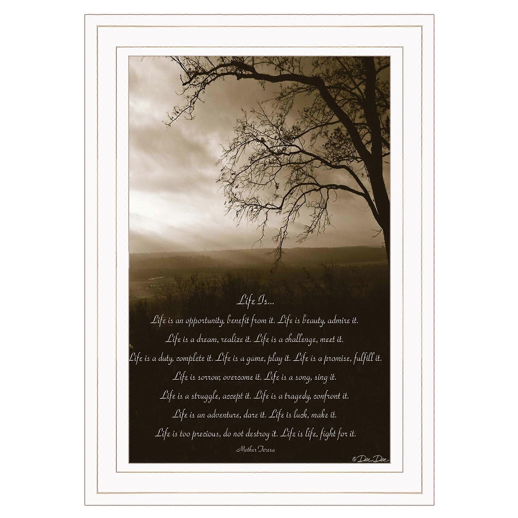 "Life is" By Dee Dee, Ready to Hang Framed Print, White Frame
