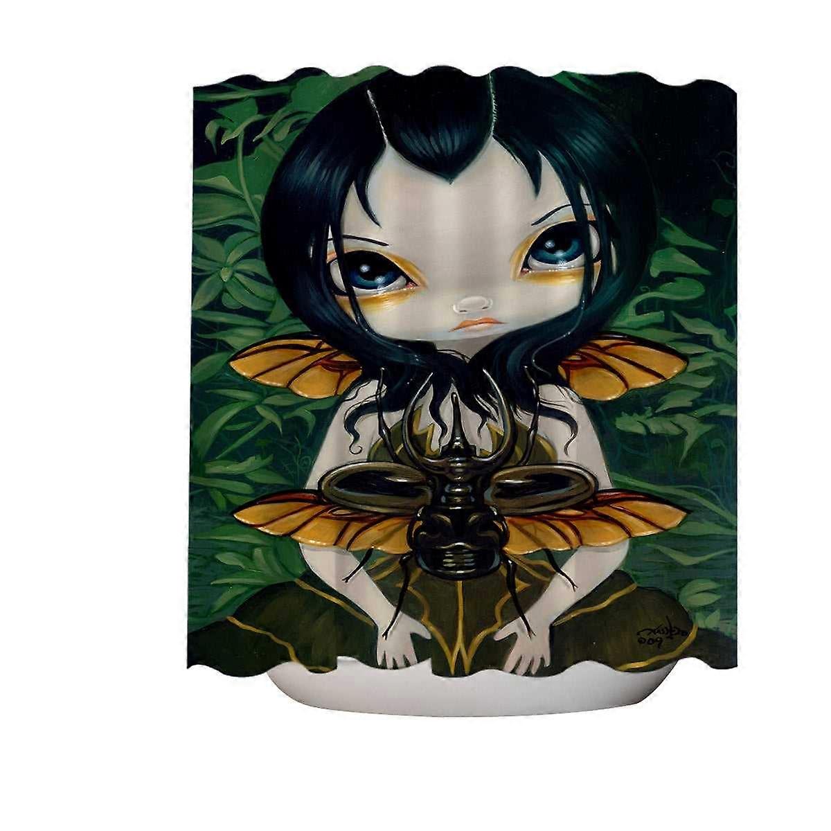 ファンタジーアートラブラブな妖精のカブトムシの翼シャワーカーテン
