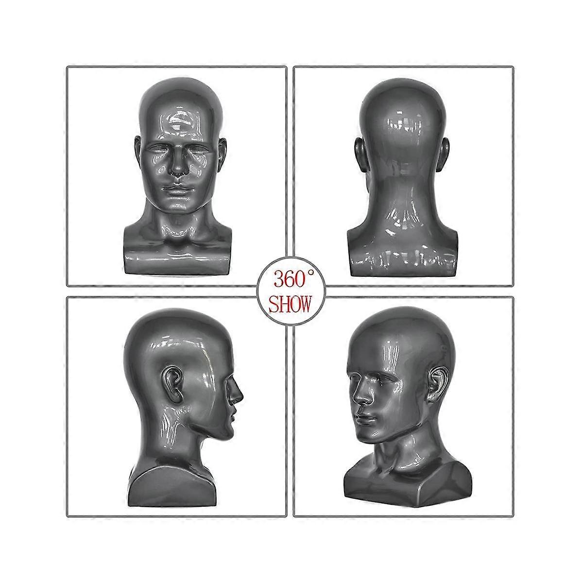 Male Mannequin Head Professional Manikin Head for Display Wigs Hats Headphone Mask (Grey)