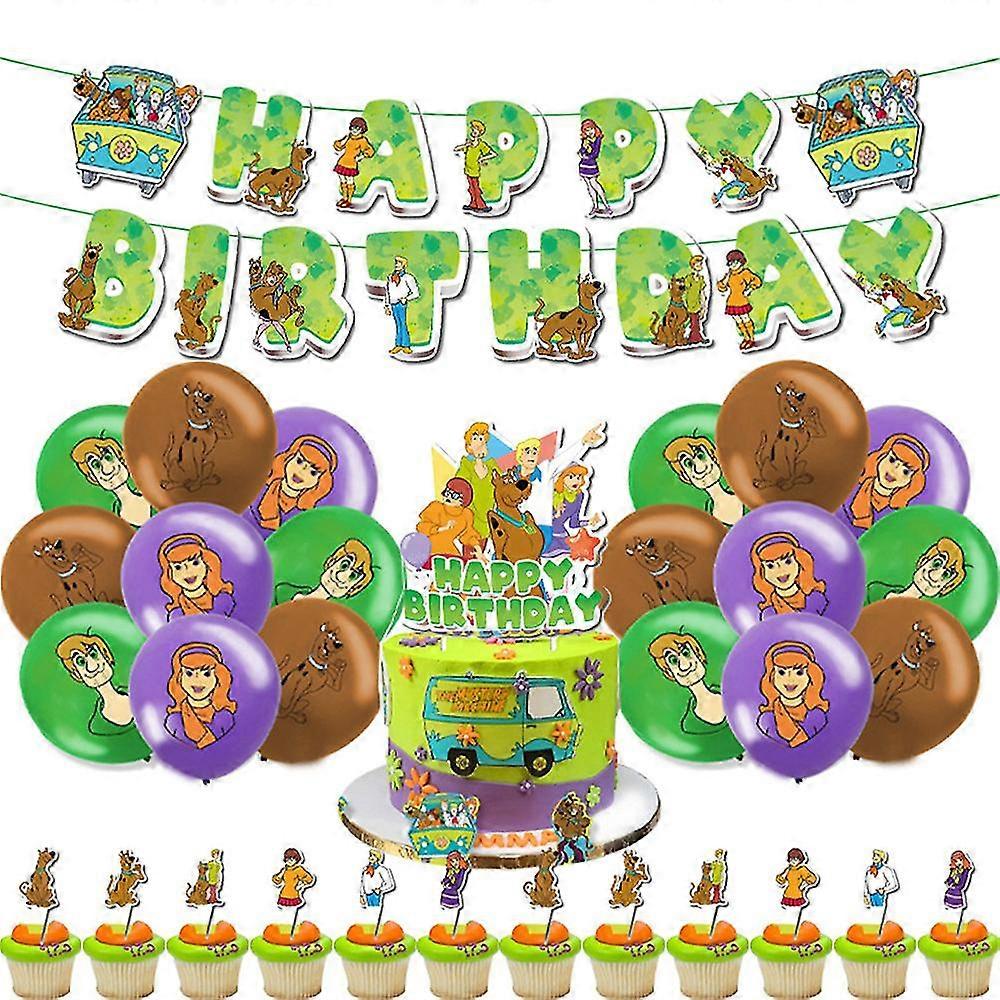 سكوبي دو سكوبي الكرتون الاطفال الأولاد البنات عيد ميلاد حزب الزينة بالون راية كعكة القبعات مجموعة مجموعات لوازم الحزب أطقم