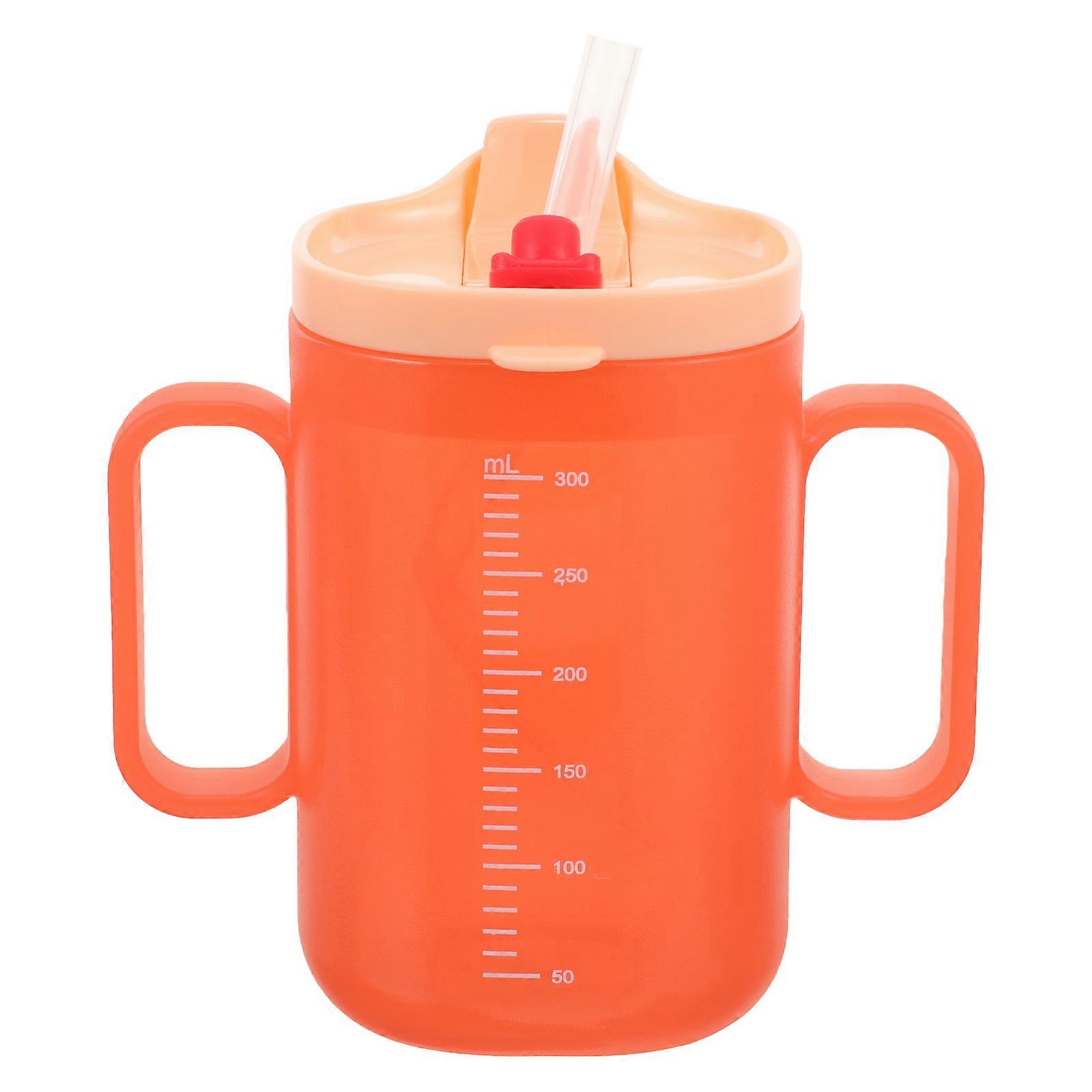 Prevent Choking Drinking Cup  Double Handle Kids Straw Water Cup With scale