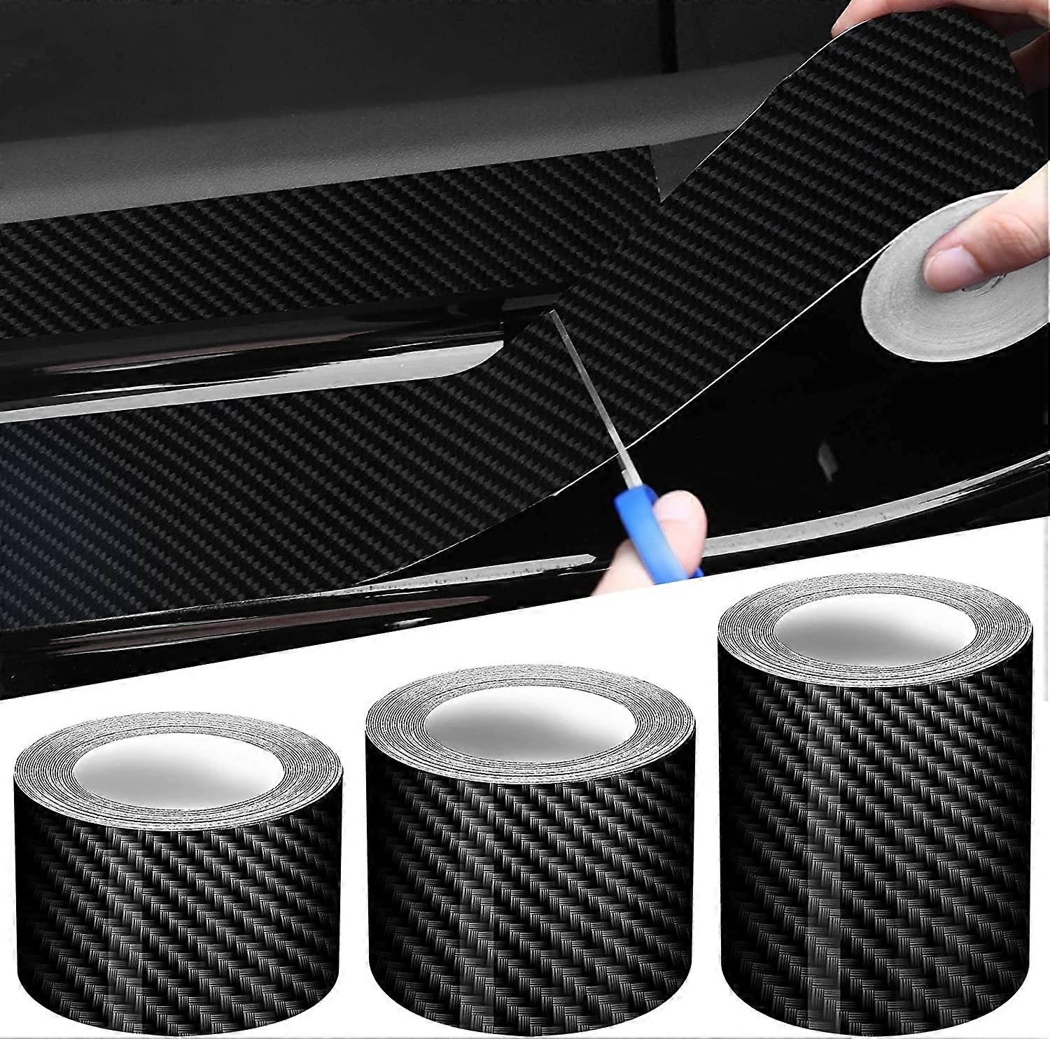 3 Rolls 3M Car Edge Door Guards Sill Protector 5D Carbon Fiber Vinyl Wrap Automotive Vehicle Anti Collision Film Fits