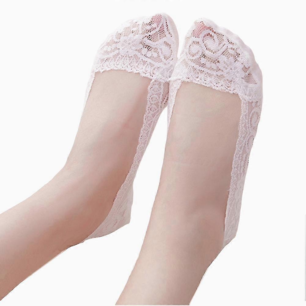Effen kleur mode vrouwen kant laag uitgesneden anti-slip no show onzichtbare boot sok
