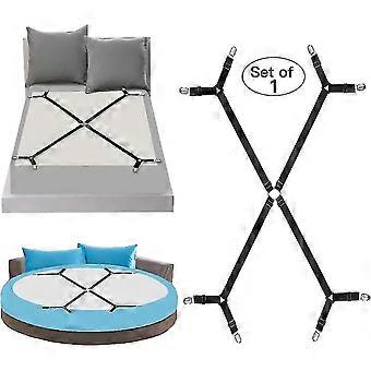 Crisscross Elastisk Seng Montert Ark stropper, justerbare Lake Bukseseler Gripper Festeklips, 4 sider Fuit For Runde Og Firkantede Cribs An