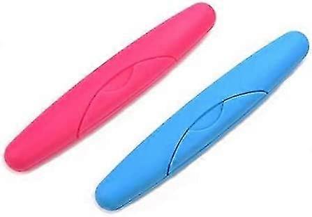 2 Pcs Portable Toothbrush Case, Plastic Toothbrush Case Travel Case For Camping Travel Hiking Home (pink + Blue)