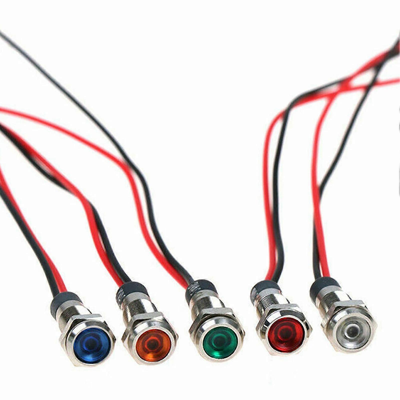 5pcs Indicator Light Wired Ultra Bright Waterproof 6mm Led Dash Panel Warning Lamp For Car