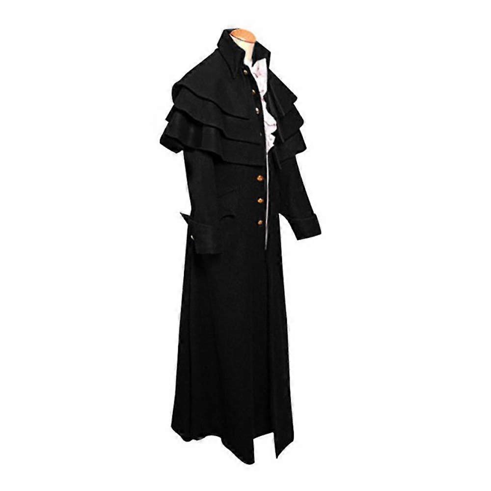 2024 Oversized Medieval Priest Costume Stand Collar Button Jacket Halloween Stage Performance Costume