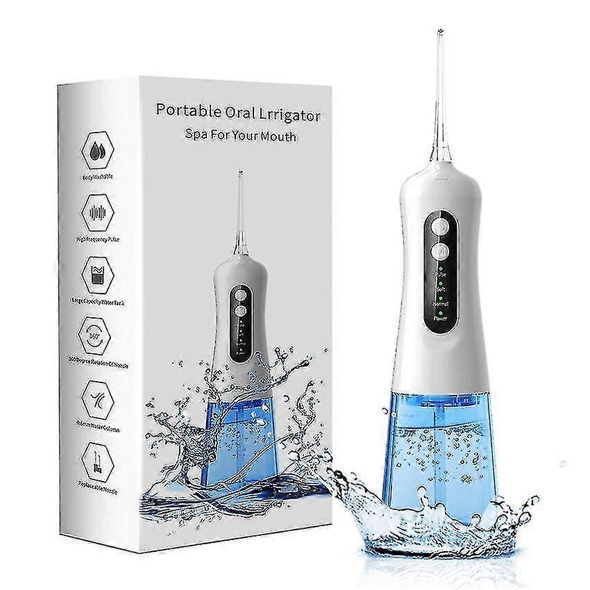 Portable Oral Irrigator Water Dental Flosser Usb Rechargeable 4 Modes Ip7 Waterproof 300ml Teeth