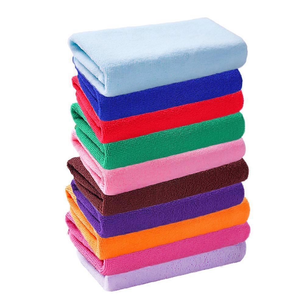 10pcs/pack Microfiber Hand Towels Washcloths in Assorted Color Fast Dry Cleaning Cloths 25x25cm (Random Color)