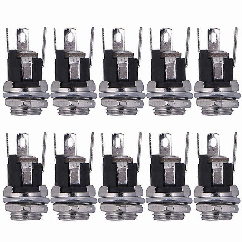10pcs DC Power Supply Jack Socket Female Panel Mount Connector 5.5x2.1mm New