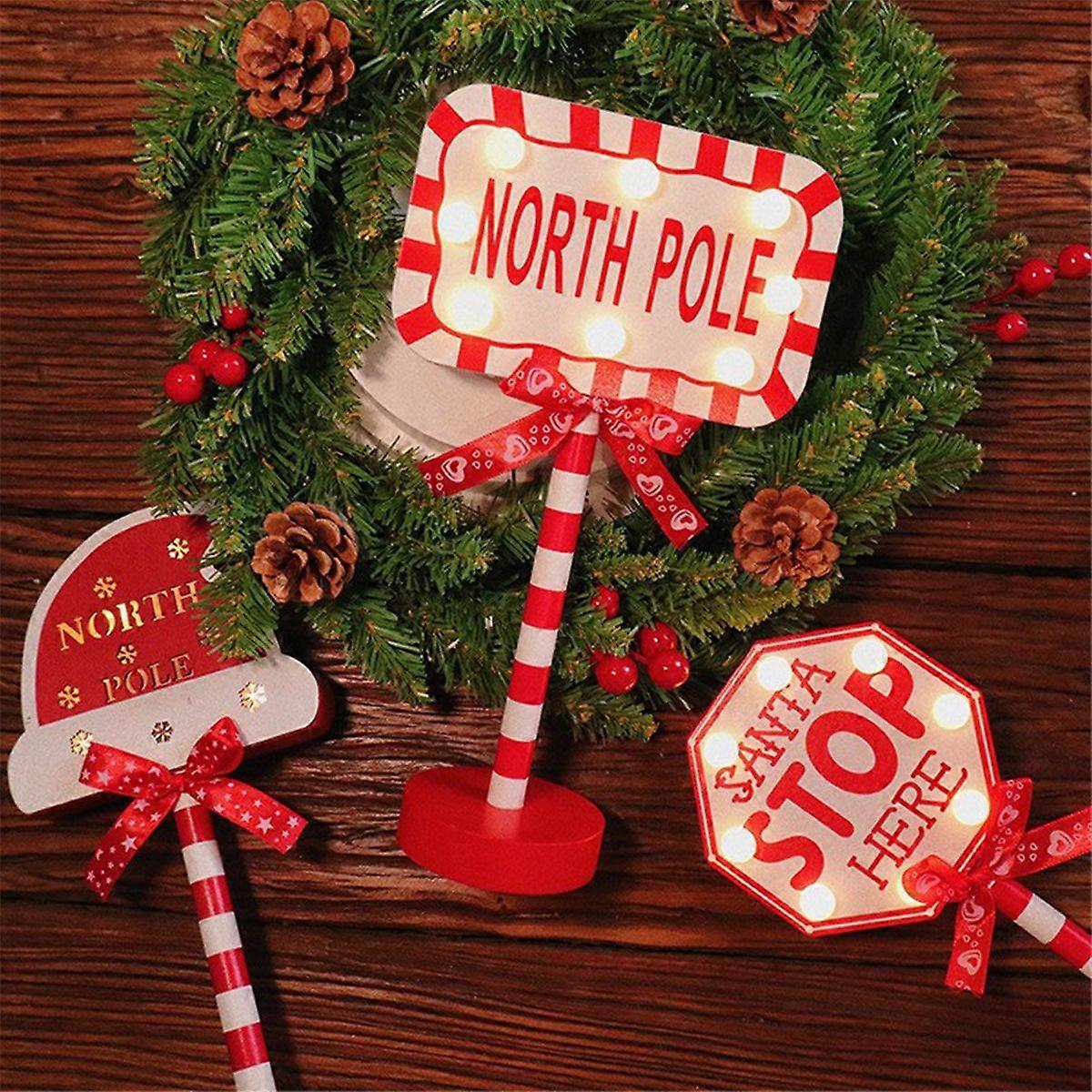 Christmas LED Light Vertical Signs with LED Light for Christmas Lamp Desk Sign Stop Ornament Christ