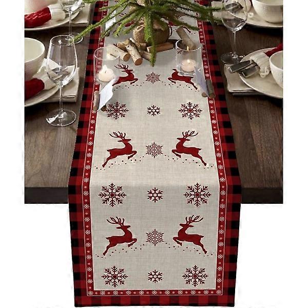 Christmas table runner, Christmas snowflake Moose Rustic table