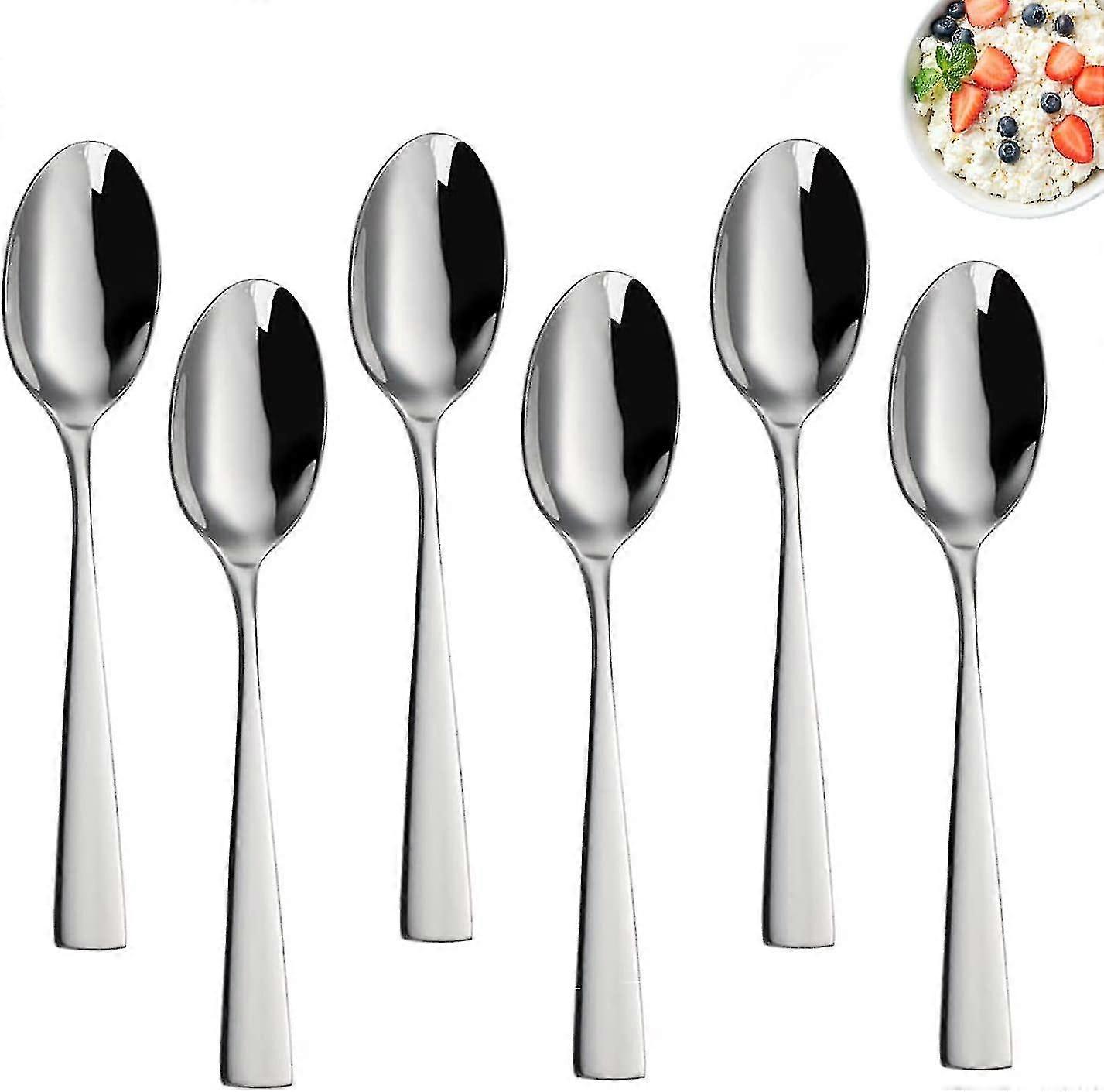 Conjunto de 6 colheres de sopa de aço inoxidável - Heavy Duty, 7,9 polegadas, espelho polido