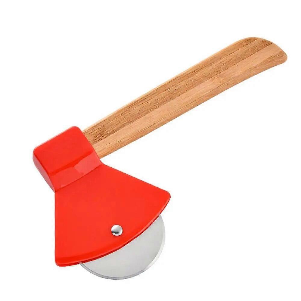 Axe-Shaped Pizza Slicer | Sharp Stainless Steel Pizza Cutter | Pizza Slicer Cutter With Bamboo Handles For Pies Cookies Bread An