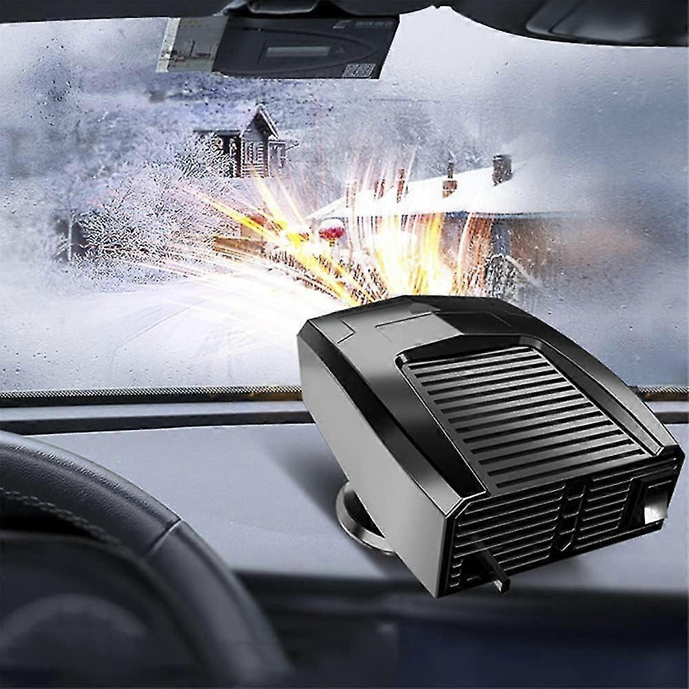 Car Defrost Heater, Warm 180 W Plug, 12 V Mini Portable 2-in-1 Functional Cigarette Lighter, 360 Adjustable Black