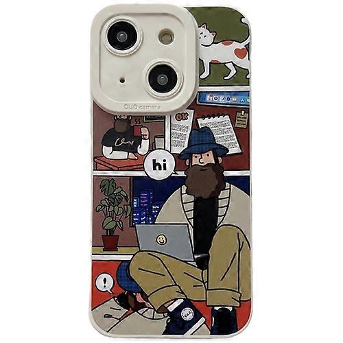 For iPhone 15 Liquid Angel Eyes Bearded TPU Mobile Phone Case