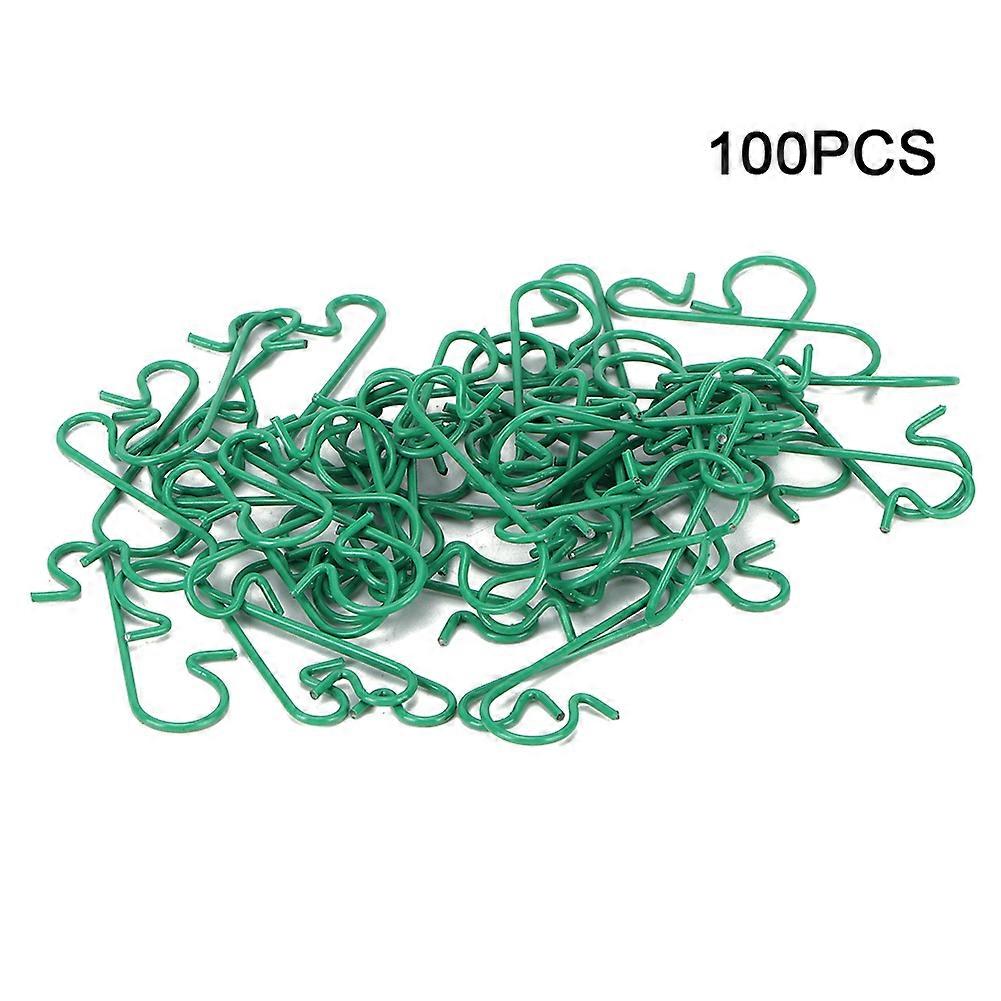 100pcs Multi Purpose Metal S Shape Hooks Christmas Tree Holder Decoration Accessory(Green )