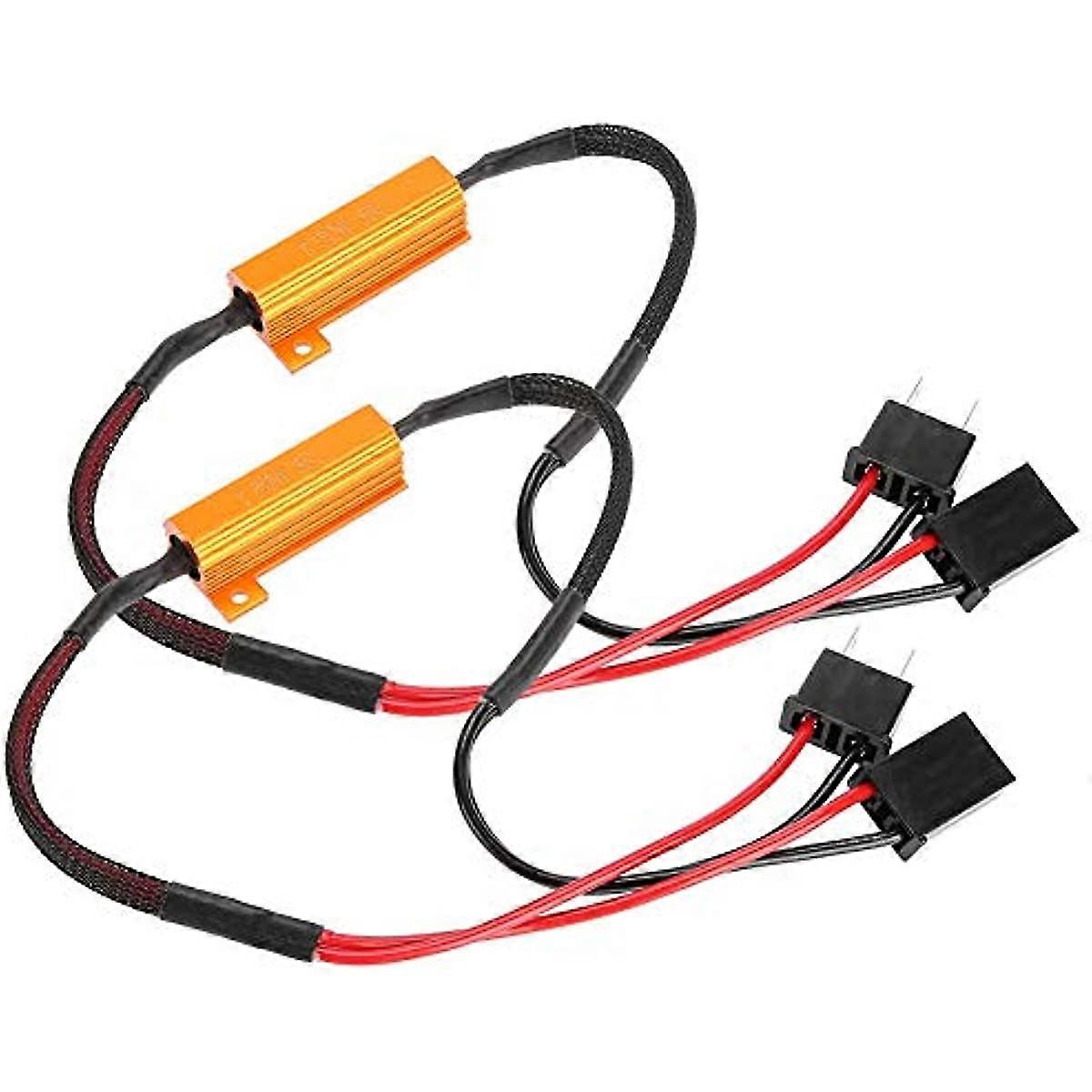 Resistors Decoder 2Pcs 50W 8Ohm ABS + Metal Car LED Decoders for H7 Headlight Anti Hyper Flash No Error Load Resistor Wiring
