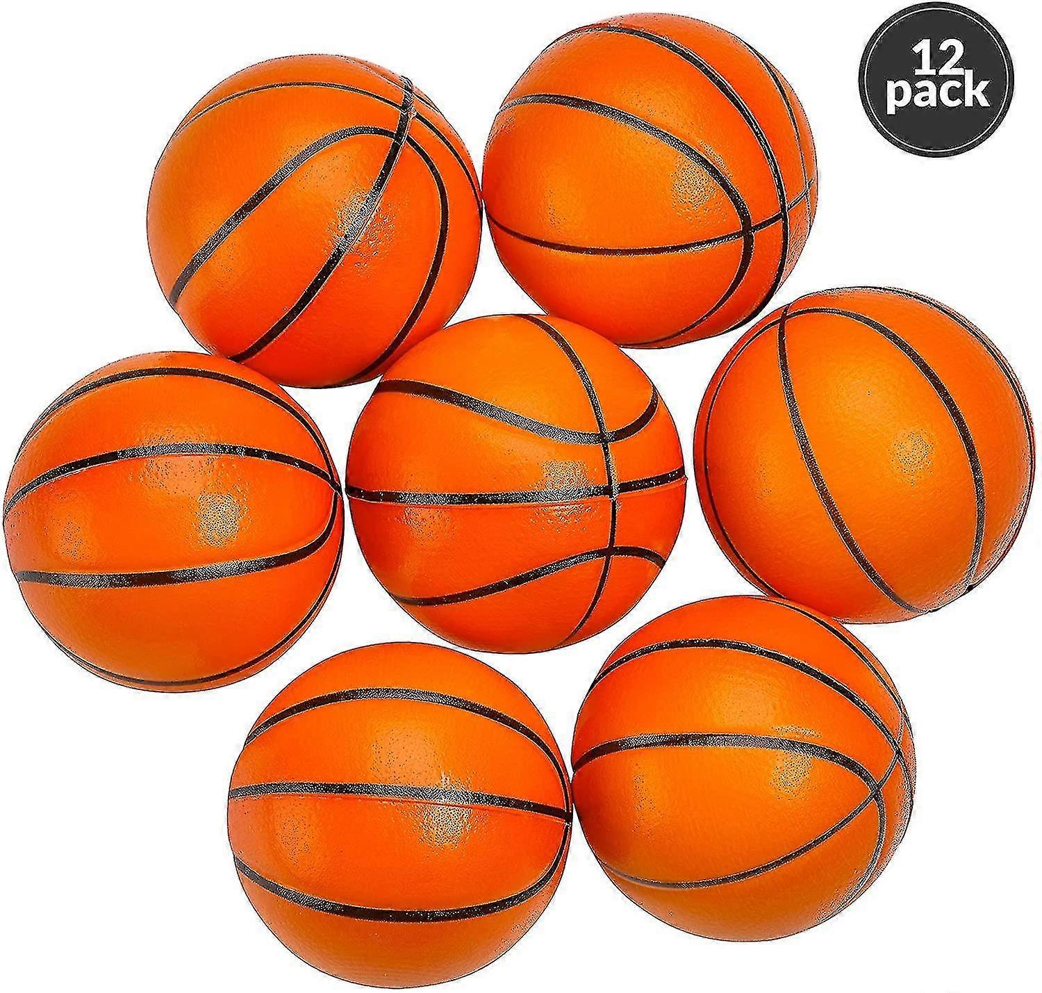 Mini Basketball Stress Balls - (pack Of 12) 1.57 Inch Small Foam Basketballs For Kids, Sports Theme Party Favor Toys