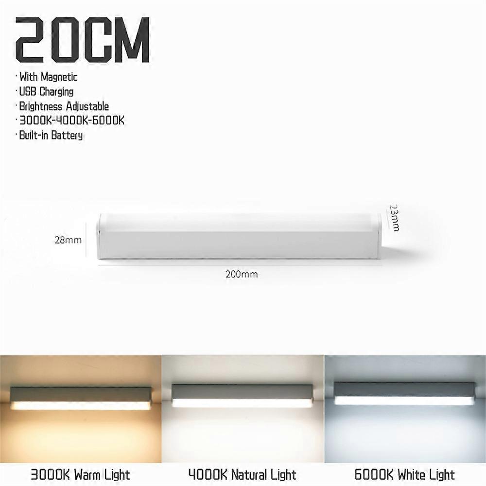 LED PIR Motion Sensor Strip Light Magnetic Cabinet Closet USB Rechargeable Lamp
