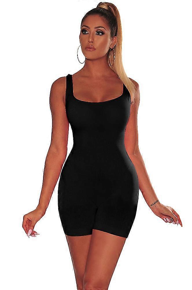Solid Color Jumpsuit European And American Sexy Backless Jumpsuit Shorts