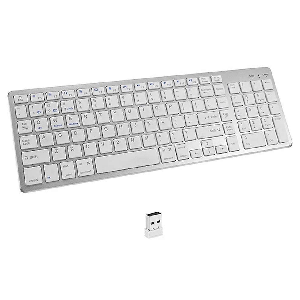 Bluetooth Keyboard Silver Multi Purpose Dual Mode Rechargeable Computer Laptop Keys Keyboards & Keypads