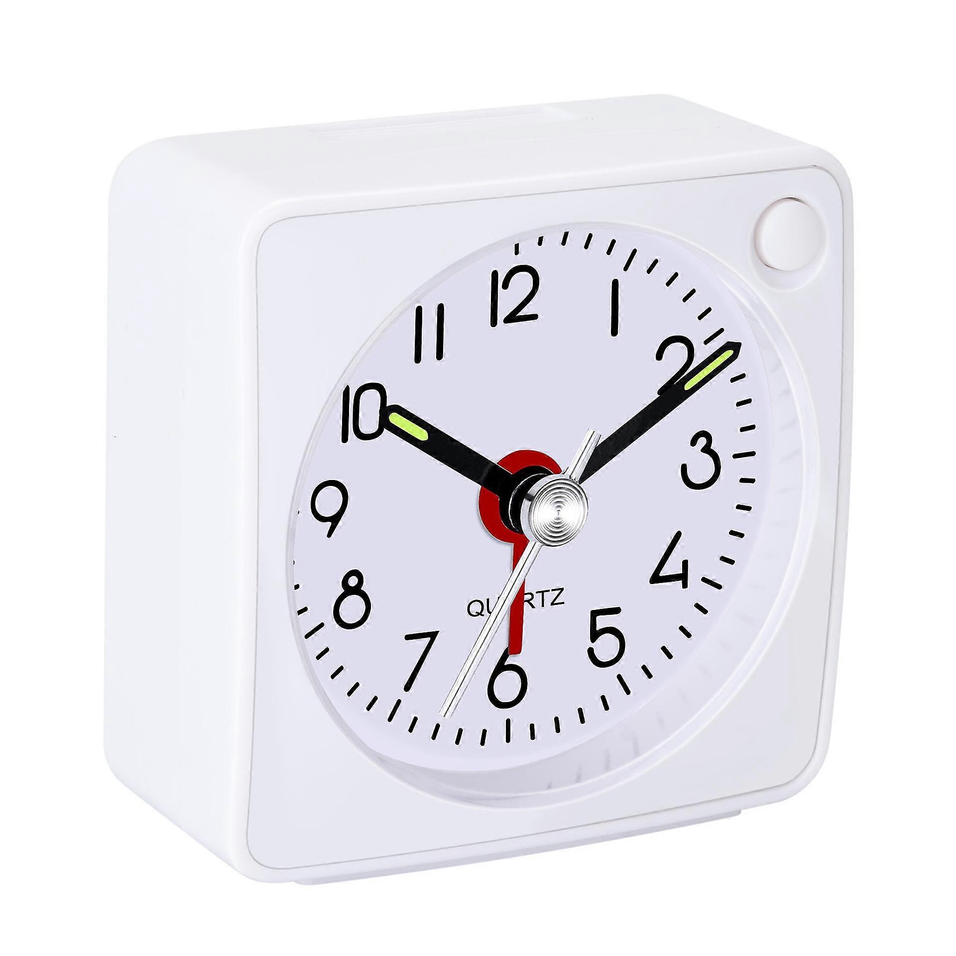 For Bedside Alarm Clock Night Light Luminous Pointer Battery Powered Desktop(white)