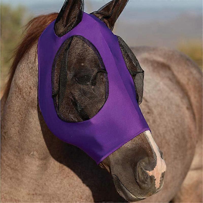 EVAGO Animal Face Shield Horse Fly Mask Horse Mask with Ears Smooth and Elasticity Fly Mask with UV Protection