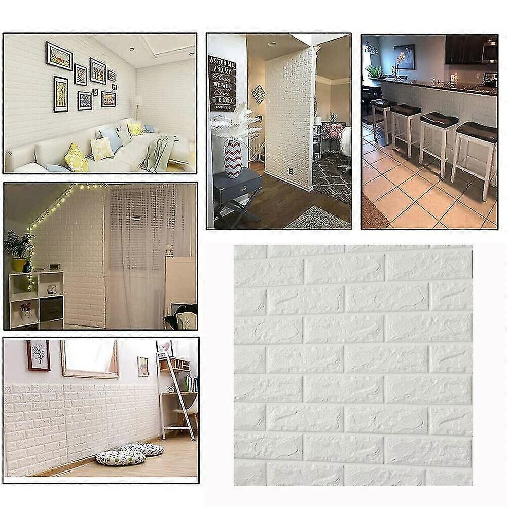 3d Three-dimensional 10/20 Piece Tile Brick Wall Sticker Self-adhesive Foam Wallpaper