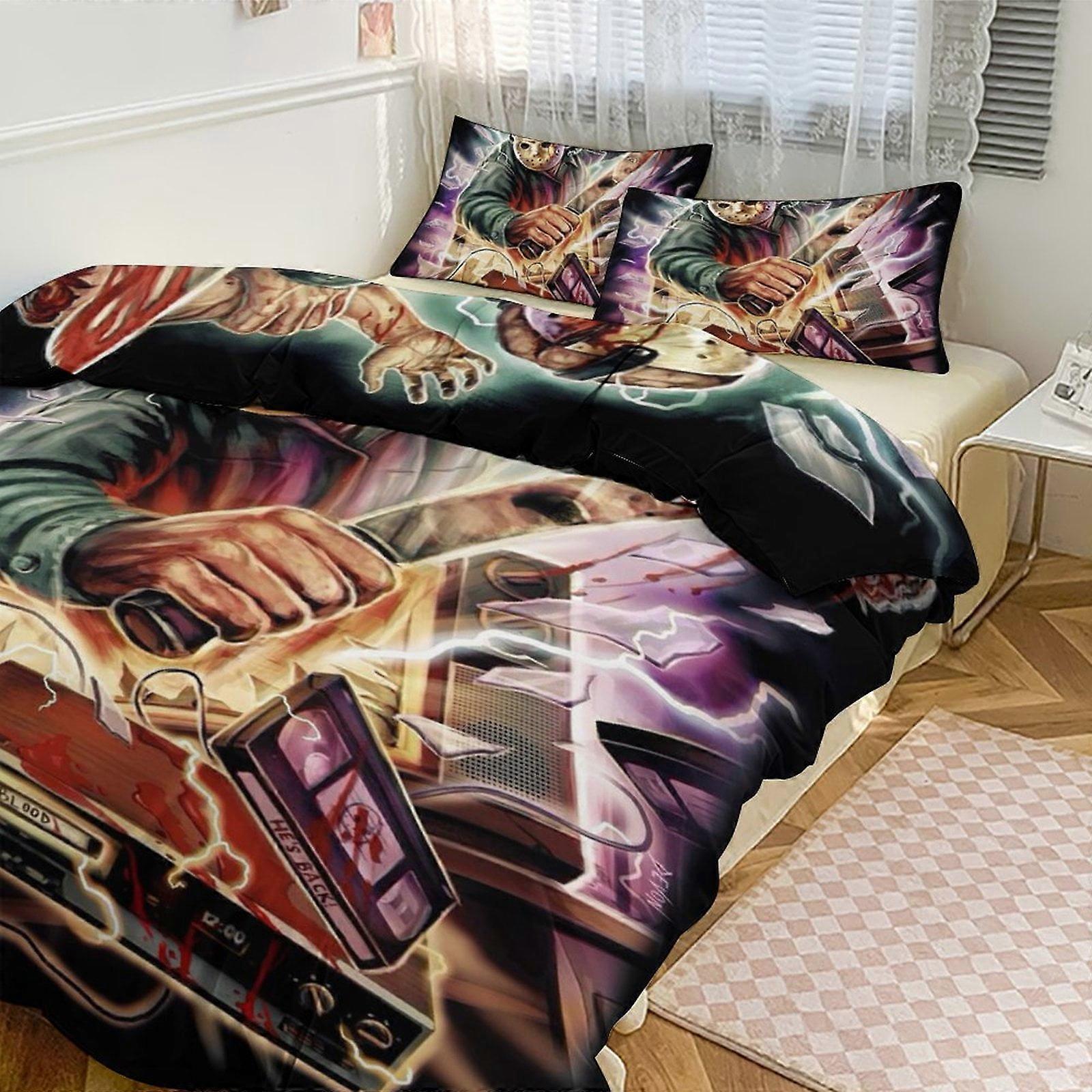 Ez167 Jason Voorhees Print Bedding Set Pattern Duvet Cove Set 3 Pieces 1 Quilt Cover And 2 Pillowcases for Women Men Teens Multiple sizes to choose fr