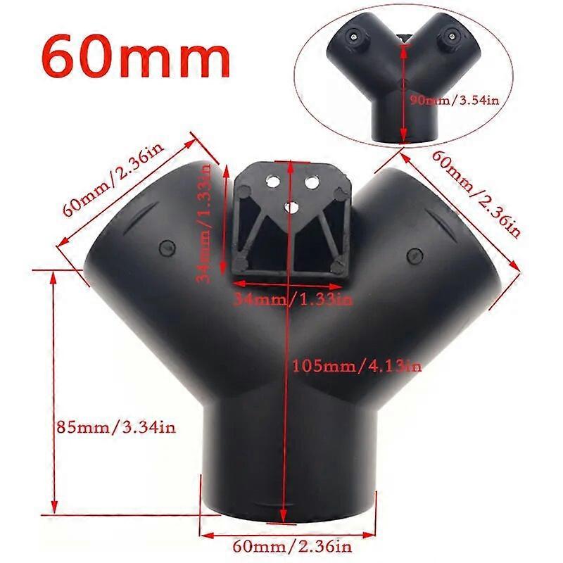 60/75mm Adjustable Y Branch Car Diesel Heater Exhaust Connector Branch For Heater Air Vent Outlet Valve Closeable Open Regulatin