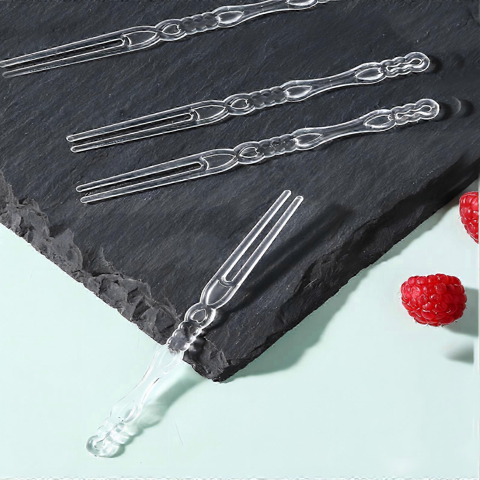 Crystalline Clear Fruit Fork 100pcs Disposable Fruit Bamboos Fork Snack Mooncakes Fork Plastic Fork Cake