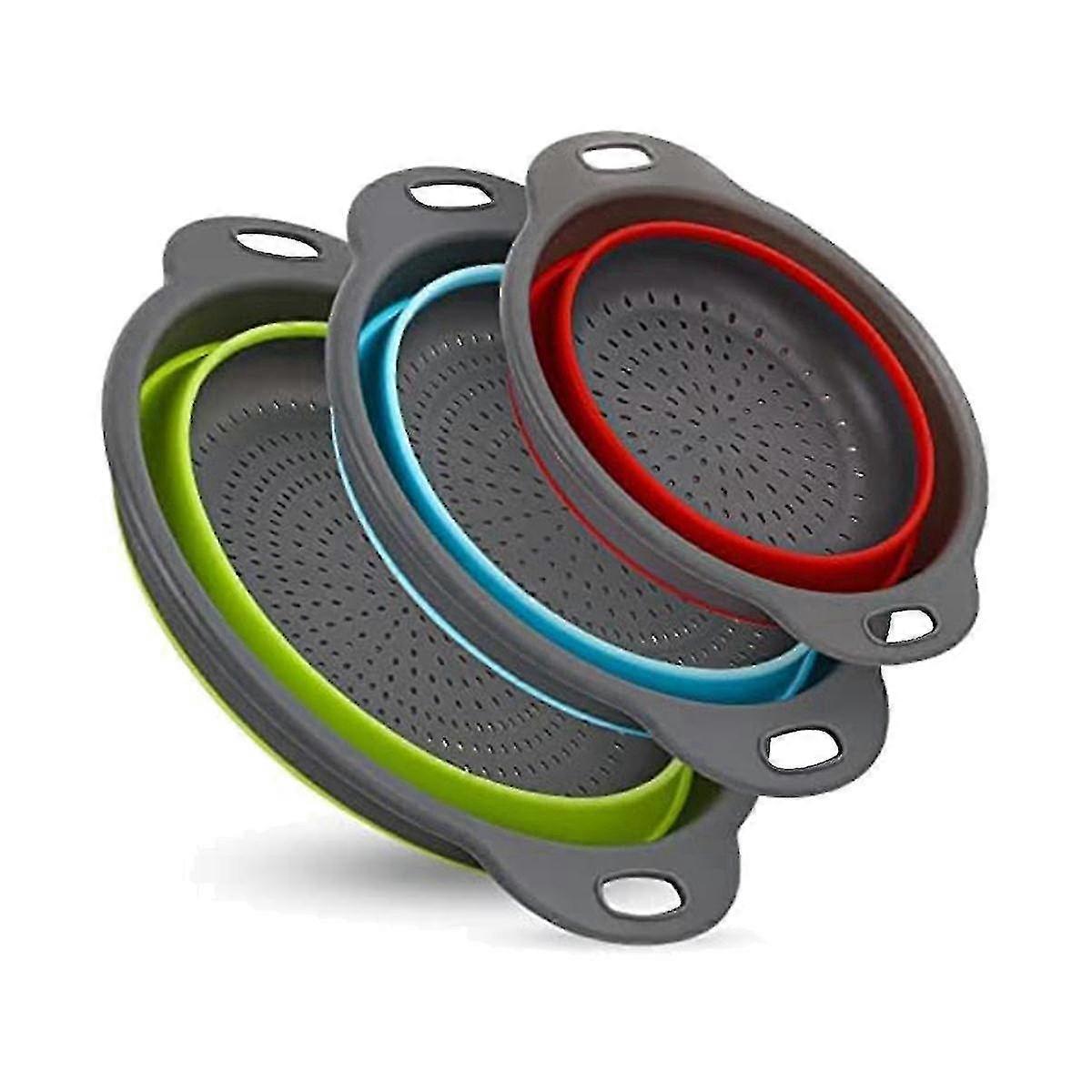Collapsible Colander, 3 Pcs Collapsible Strainer, Colander Perfect For Draining Pasta, Fruits And V-jie