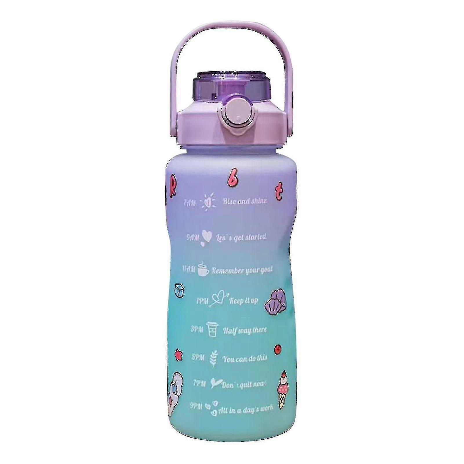 Gradient Water Bottle Bpa-free 1.5/2l Drinking Bottle With Straw For Fitness