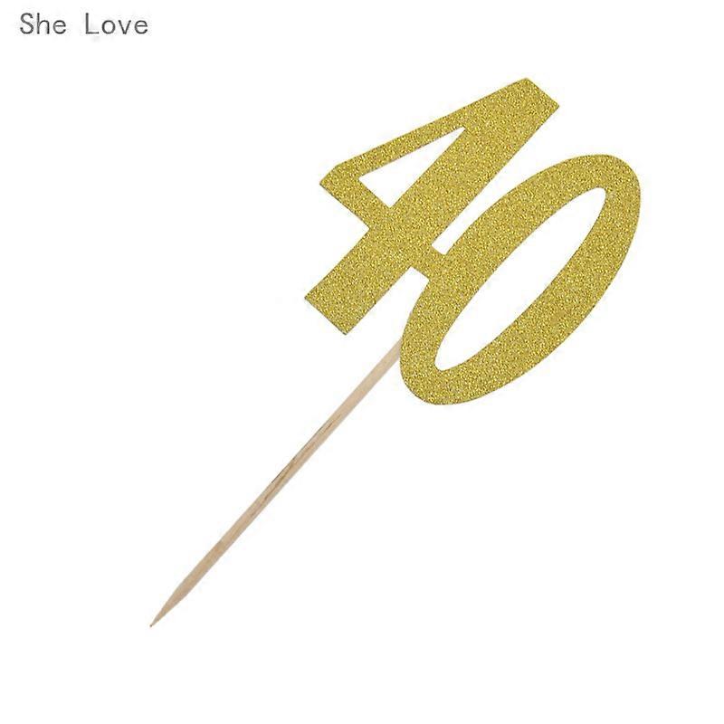 Chzimade 10 Pcs 10 20 30th 40 50 60 70 80 90 100 Years Birthday Gold Cake Toppers Party Decorations