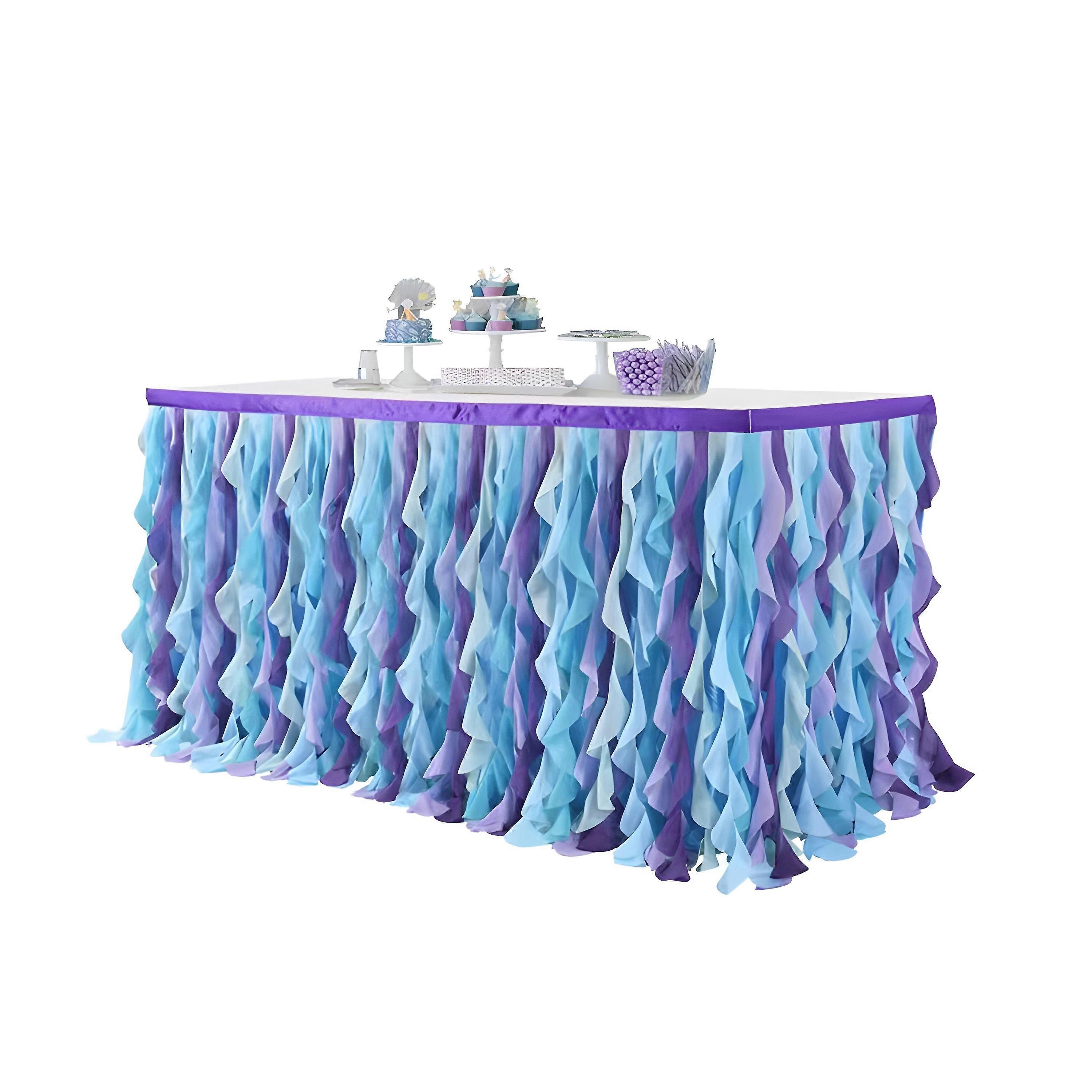1pc, Curly Willow Table Skirt For Rectangle Or Round Table, Tulle Ruffle Frozen Tutu Tablecloth Skirt For Wedding, Baby Shower, Bridal Shower, Birthda