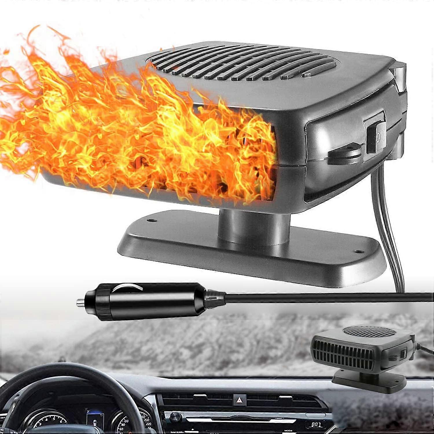 Portable Windshield Defogger and Defroster 200W Fast Heating&Cooling Fans with Cigarette Lighter Plug 360 Degree Rotary Base,100% New